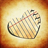 paper heart on a vintage background