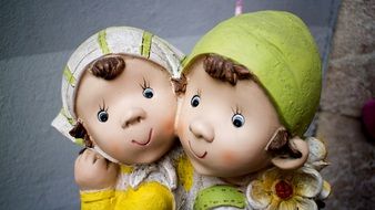 ceramic figure of two girlfriends close-up