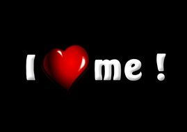 inscription with a heart on a black background
