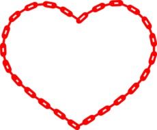 heart made of red chain on a white background