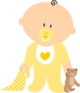 Clipart,picture of newborn with his teddy bear