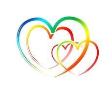colorful abstract hearts on a white background