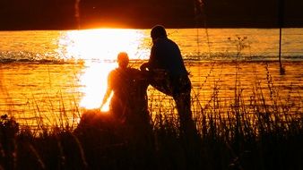 pair of lovers at sunset