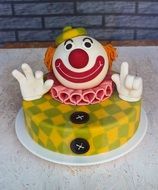 Beautiful and colorful cake with clown