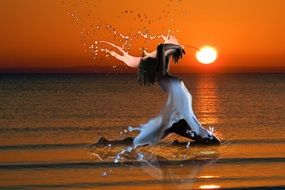 Dancing woman emotions feeling sun heat light