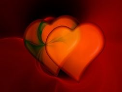 orange abstract hearts