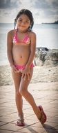 polynesian girl on a matira beach