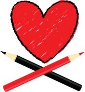 heart love and pencil drawing