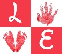 creative card love hand and foot red drawing