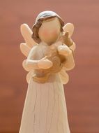 ceramic angel on a brown background