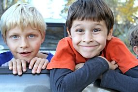 Funny smiling boys