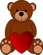 brown teddy bear stis with heart, drawing