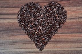 Heart made of the coffee beans