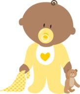 drawn baby with pacifier and toy