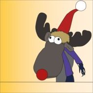 clipart,picture of cute moose with christmas had