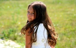 smiling girl with long hair