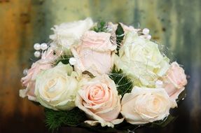 wedding bouquet of pastel roses