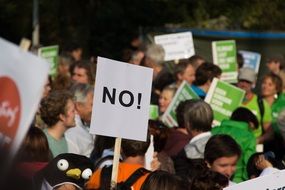 protest action, demonstration, no shield above crowd of people