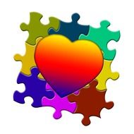 Colorful puzzle with the heart on it