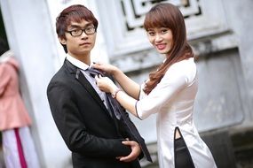 chinese young couple in love