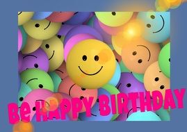 happy birthday greeting card with colorful smiles