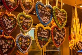 colorful gingerbread cookies as a heart