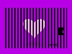 pink heart behind purple grate