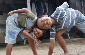 Funny children are playing