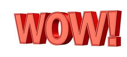 inscription "wow" as a surprise