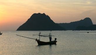 peaceful morning in thailand harbor