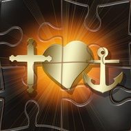 symbols of faith cross, heart and anchor
