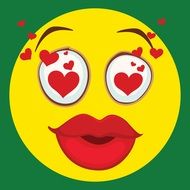 smiley with a kiss and hearts