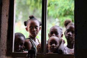 Children near window in the Africa