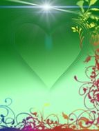 green greeting card with heart for st valentine day