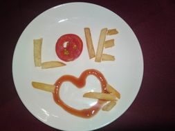 love fries and heart ketchup