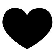 Black heart symbol on white background