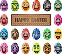 colorful eggs with smiles for easter