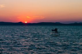 summer sunset at lake
