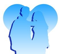 the image of a young couple on a background of heart