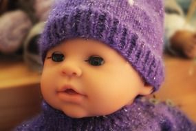 closeup photo of the cute doll face