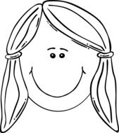 happy girlâs face, black outline