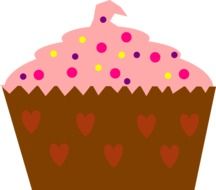 Big cupcake with hearts and prinkles for the St.Valentine's Day