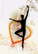 silhouette of a ballerina at floral background