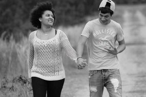 couple in love walking in nature