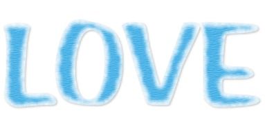 blue graphic inscription love