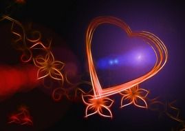 tender heart and flowers on a greeting card