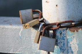 rusted padlocks on chain