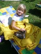 happy girl with a cat