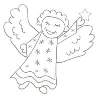 Drawing of smiling angel with star in hand