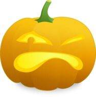 graphic image of an evil yellow pumpkin